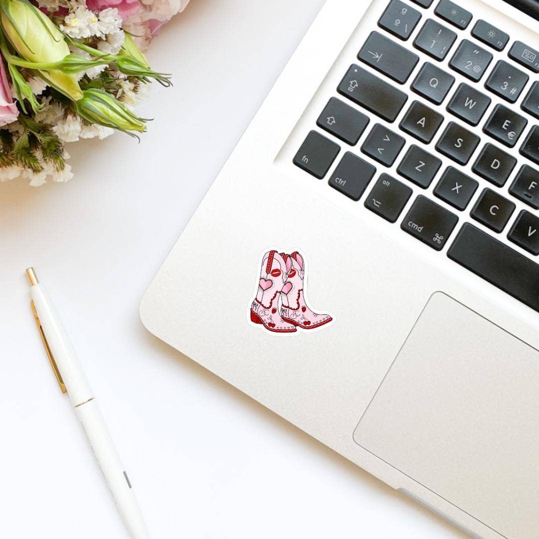 Hearts Lips Love Valentine’s Cowgirl Boots sticker, bookish