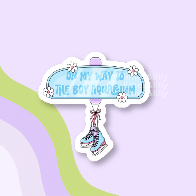On My Way to The Boy Aquarium Rear Mirror Vinyl Sticker
