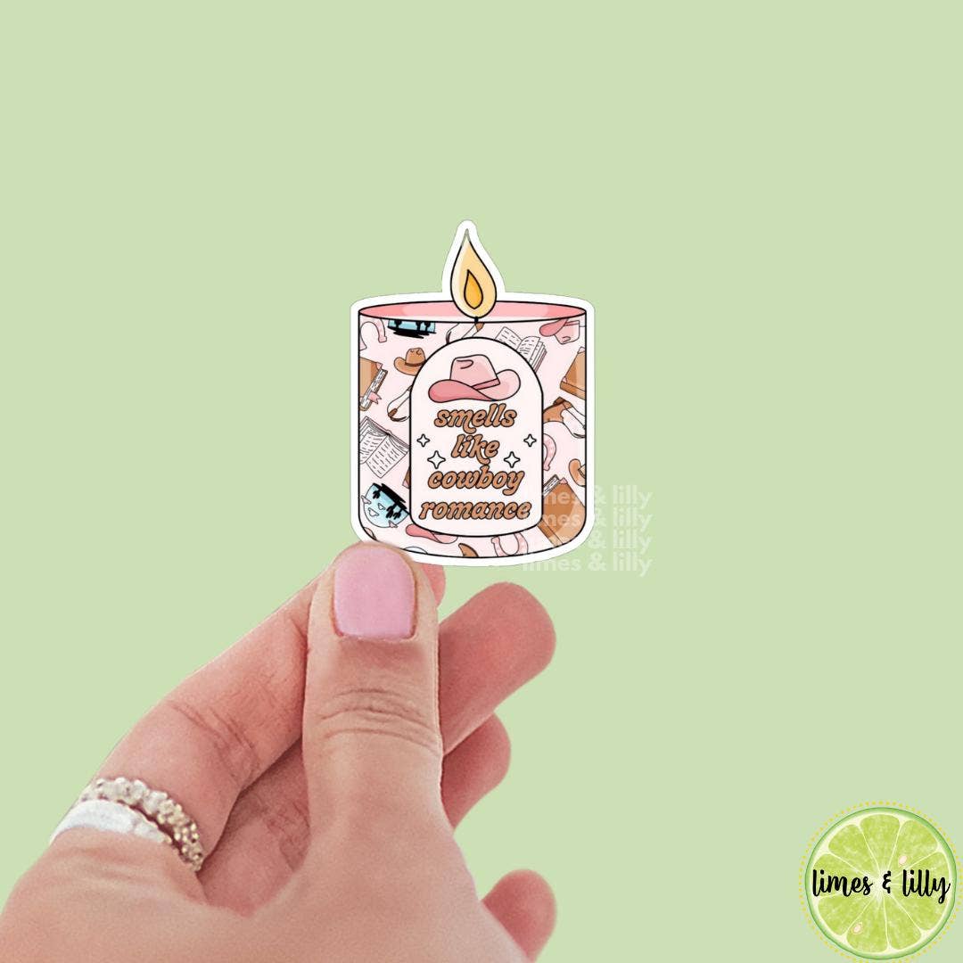 Smells Like Cowboy Romance Candle Vinyl Sticker | Girly |
