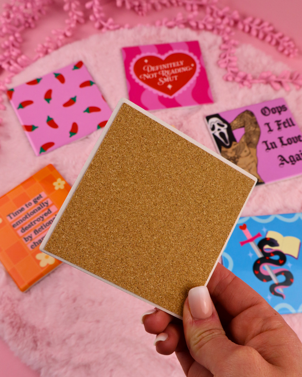 Bookish Ceramic Coasters for Romance Readers and Book Lovers