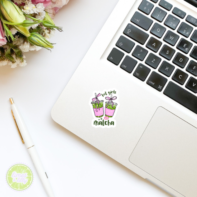 Hot Girls Drink Matcha Vinyl Sticker