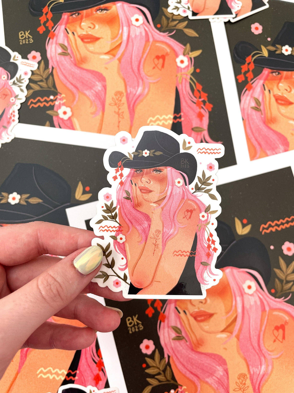 Cutie Cowgirl Clear Back Sticker