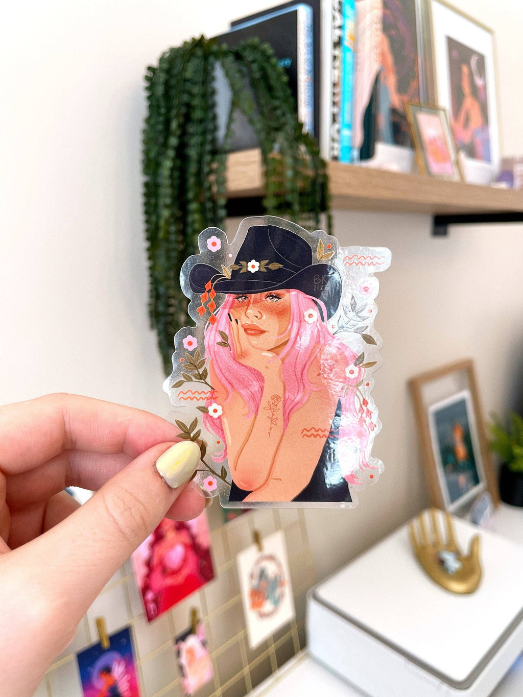Cutie Cowgirl Clear Back Sticker