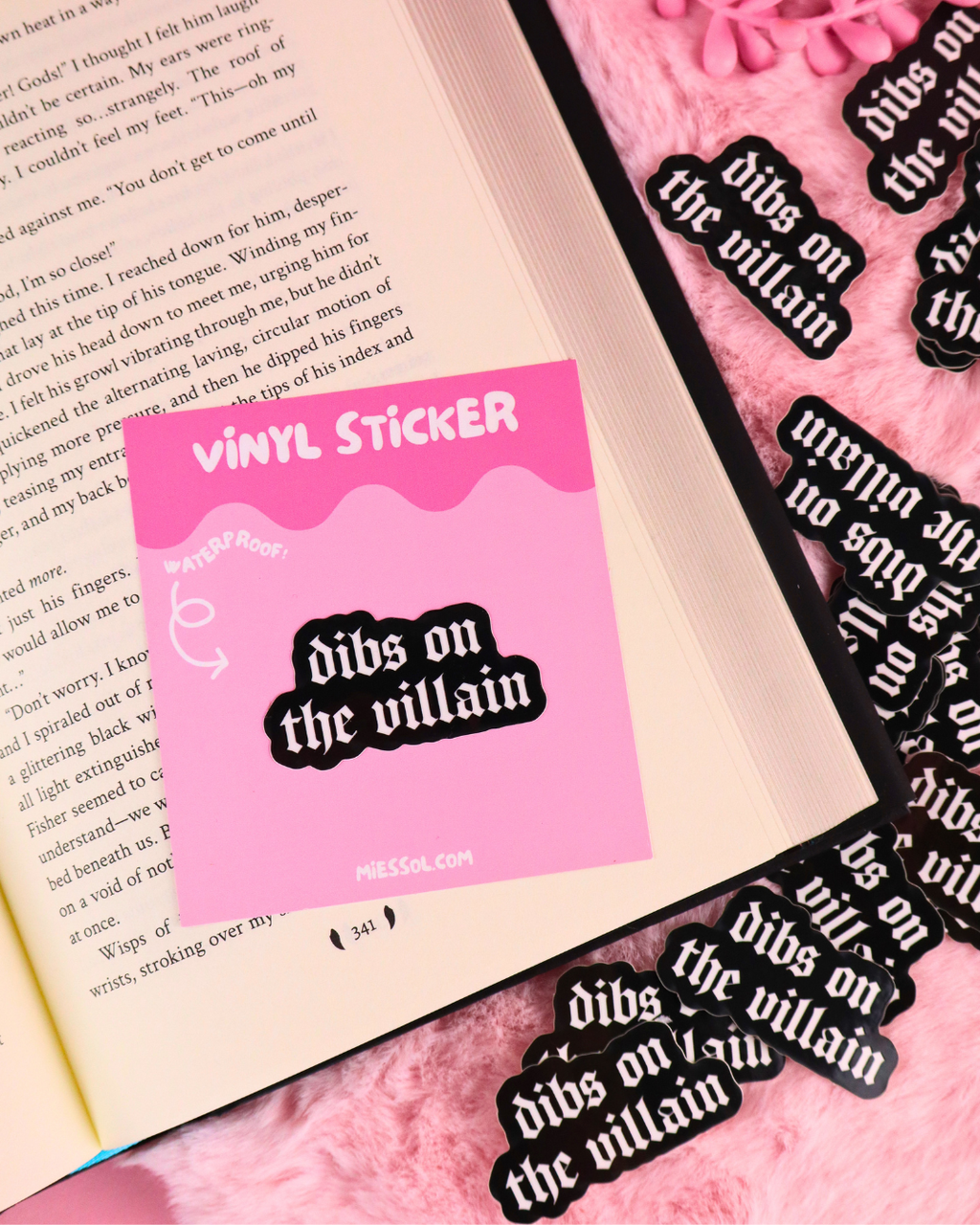 Dibs On The Villain Vinyl  Bookish Waterproof Sticker