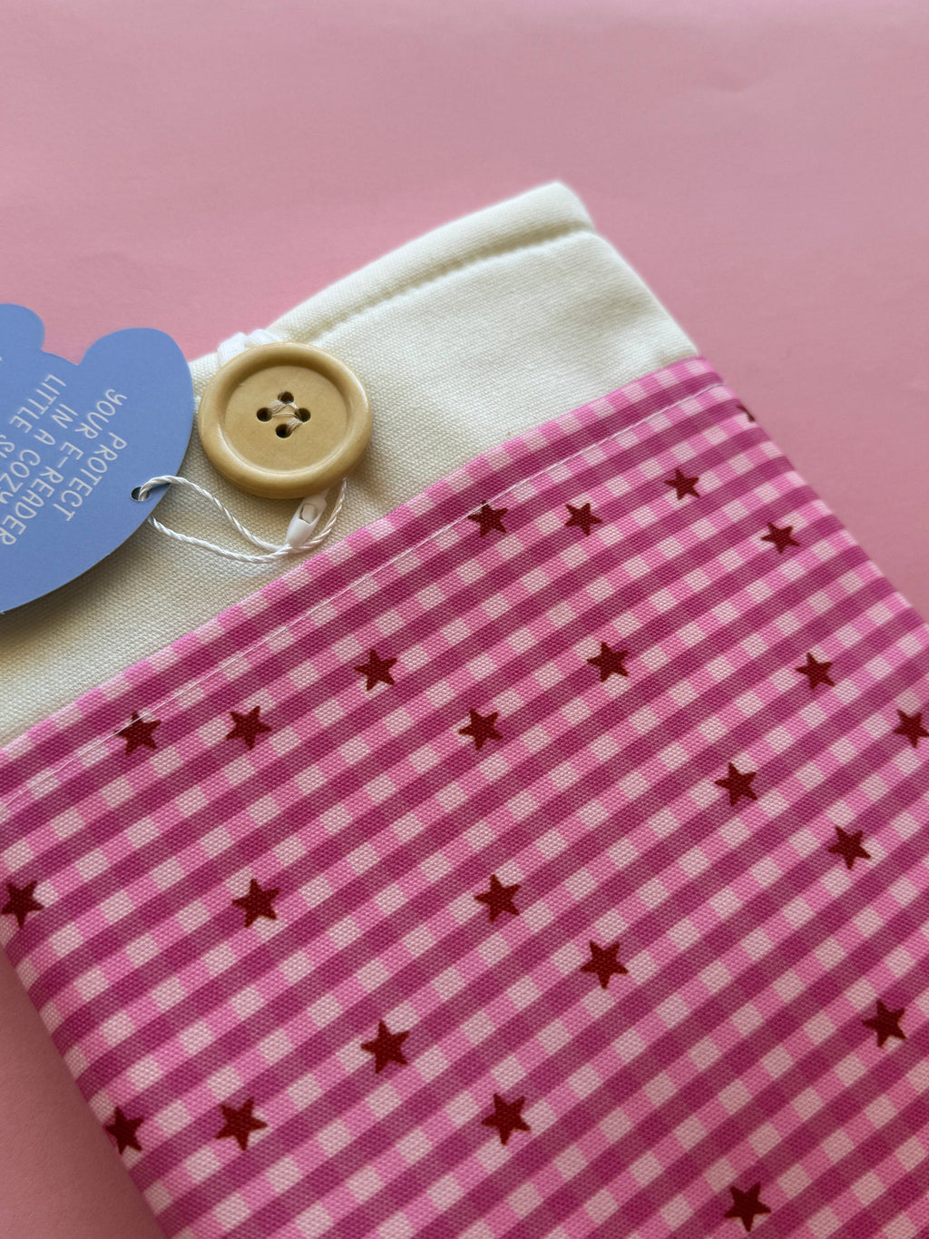 Gingham Embroidered Book & Kindle/E-Reader Sleeve