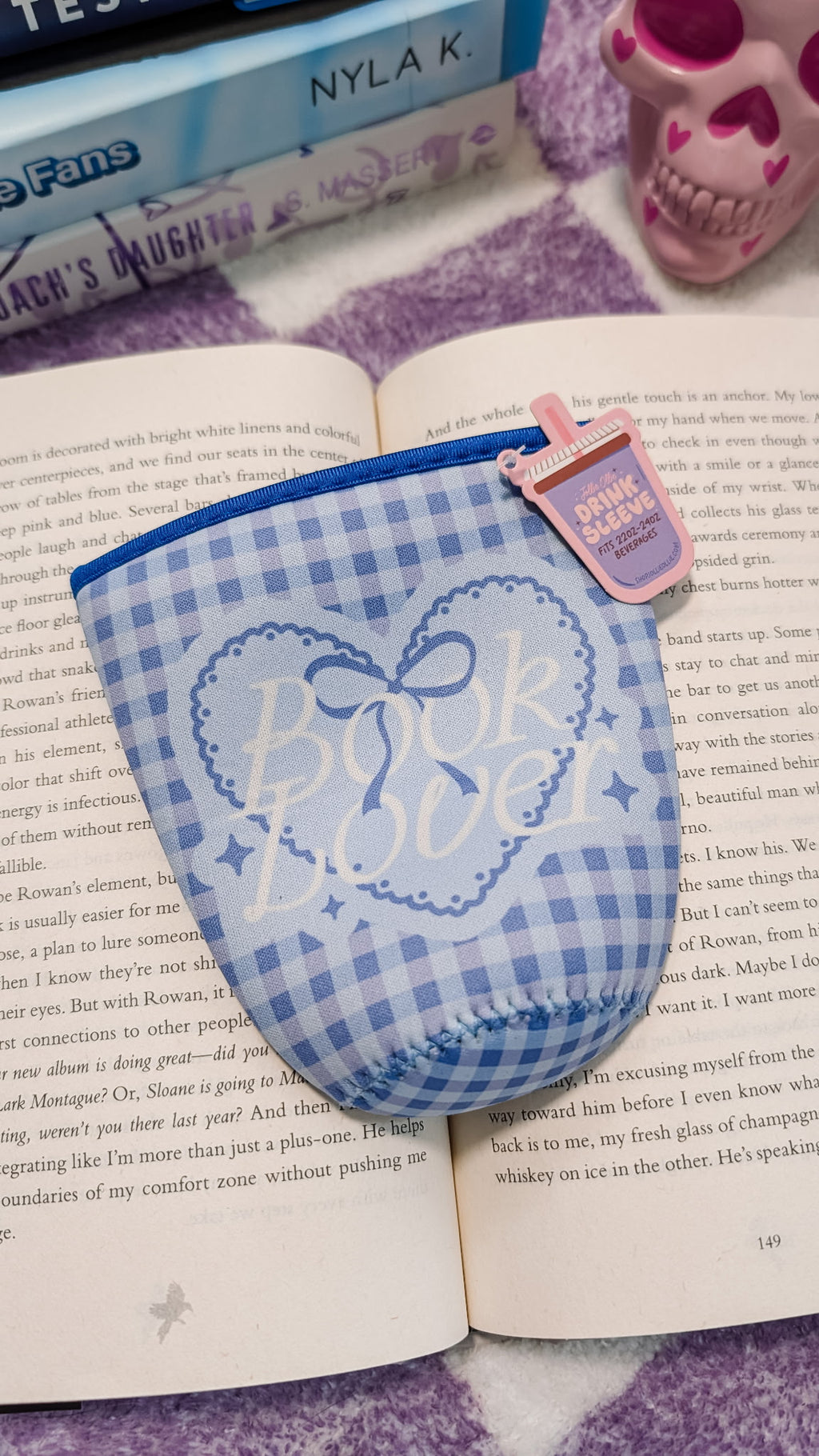 Book Lover [blue gingham] Coffee Sleeve