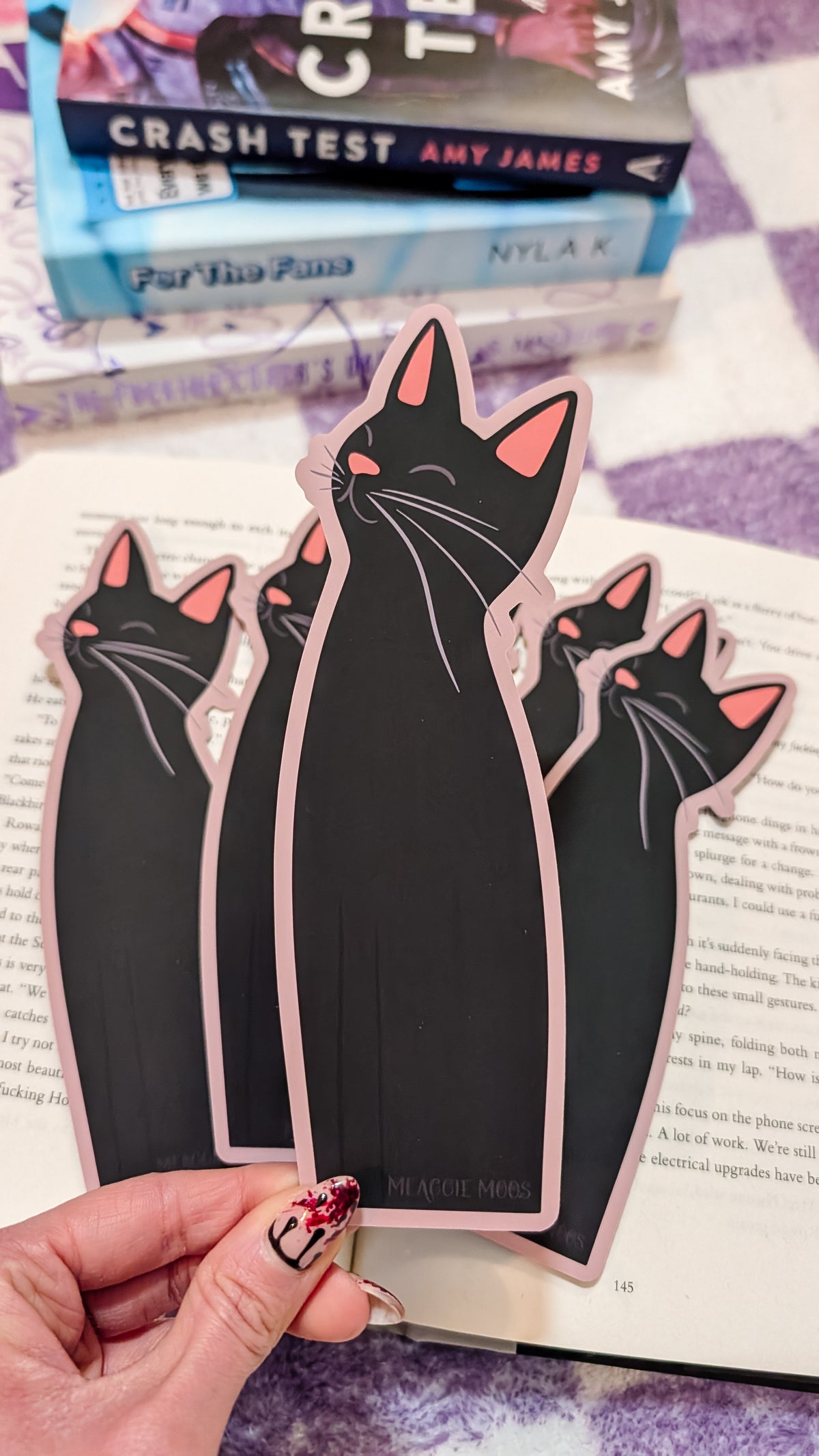 Black Kitty Cat Die-Cut Bookmark