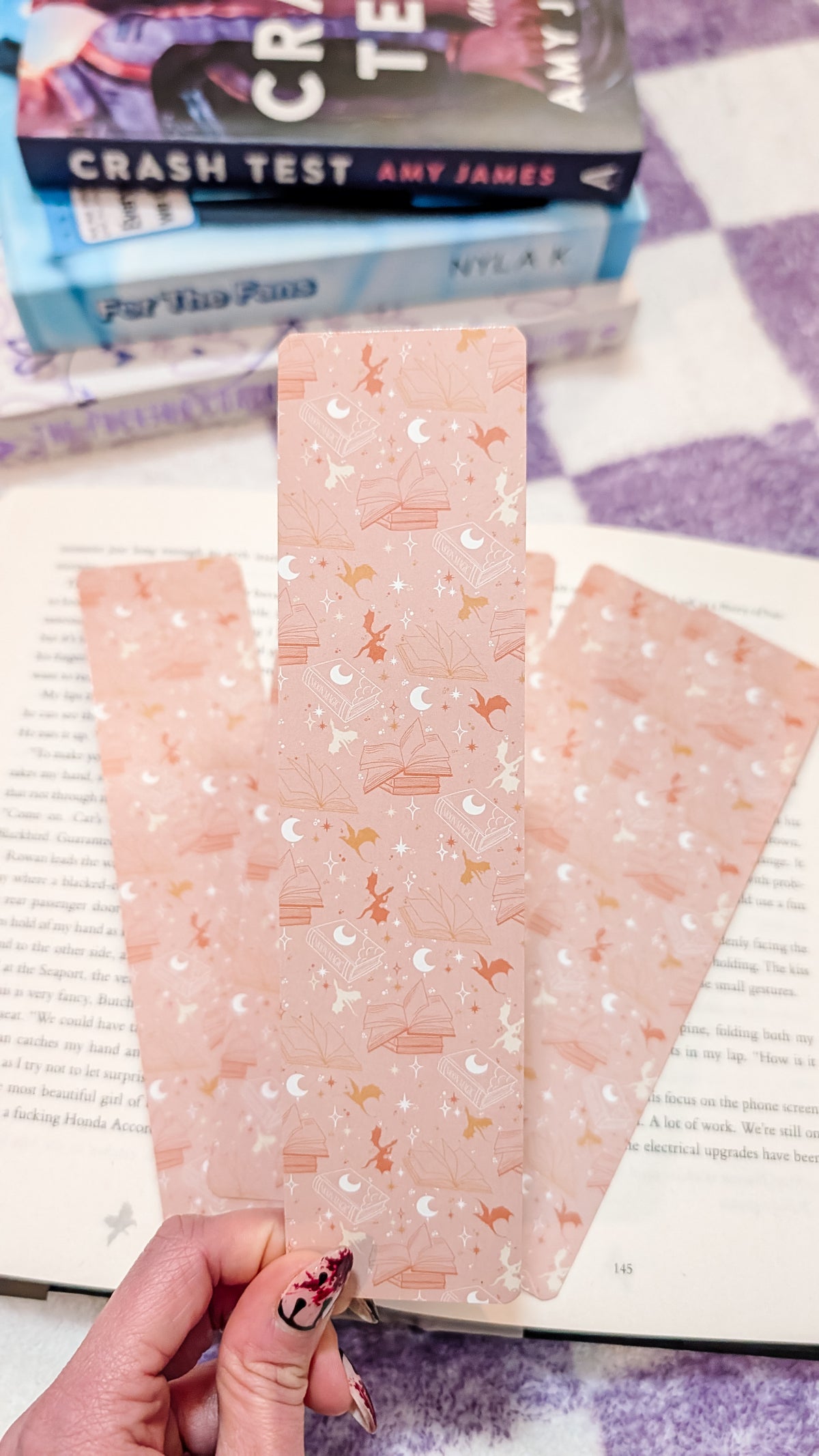 Pink & Orange Book Dragon 2x8 Bookmark | Glossy