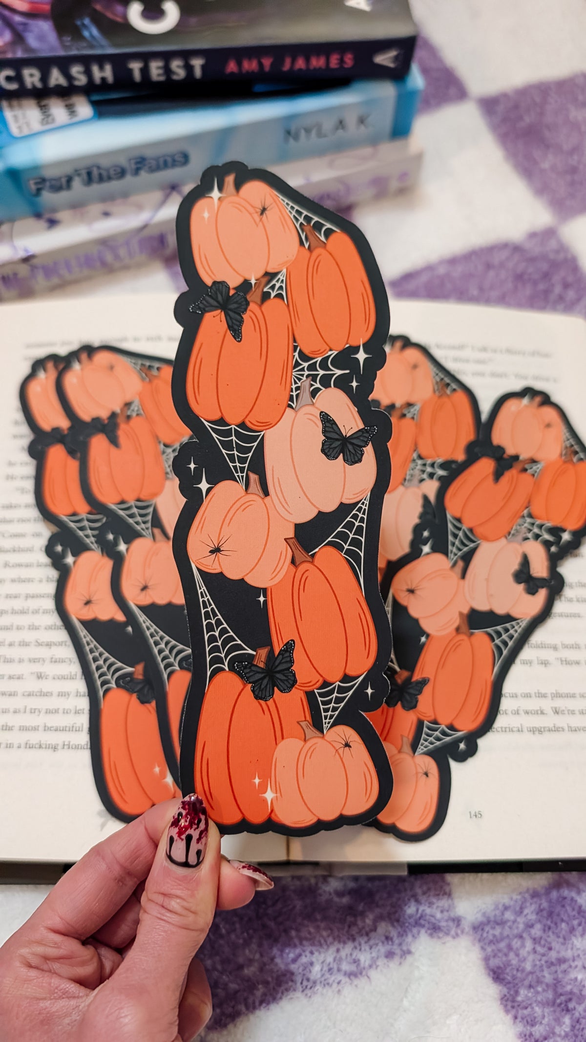 Pumpkin Stack Spooky Halloween Die Cut Bookmark | Soft Touch