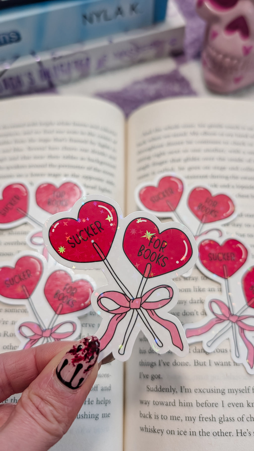 Bookish Valentine's day sticker (holographic)