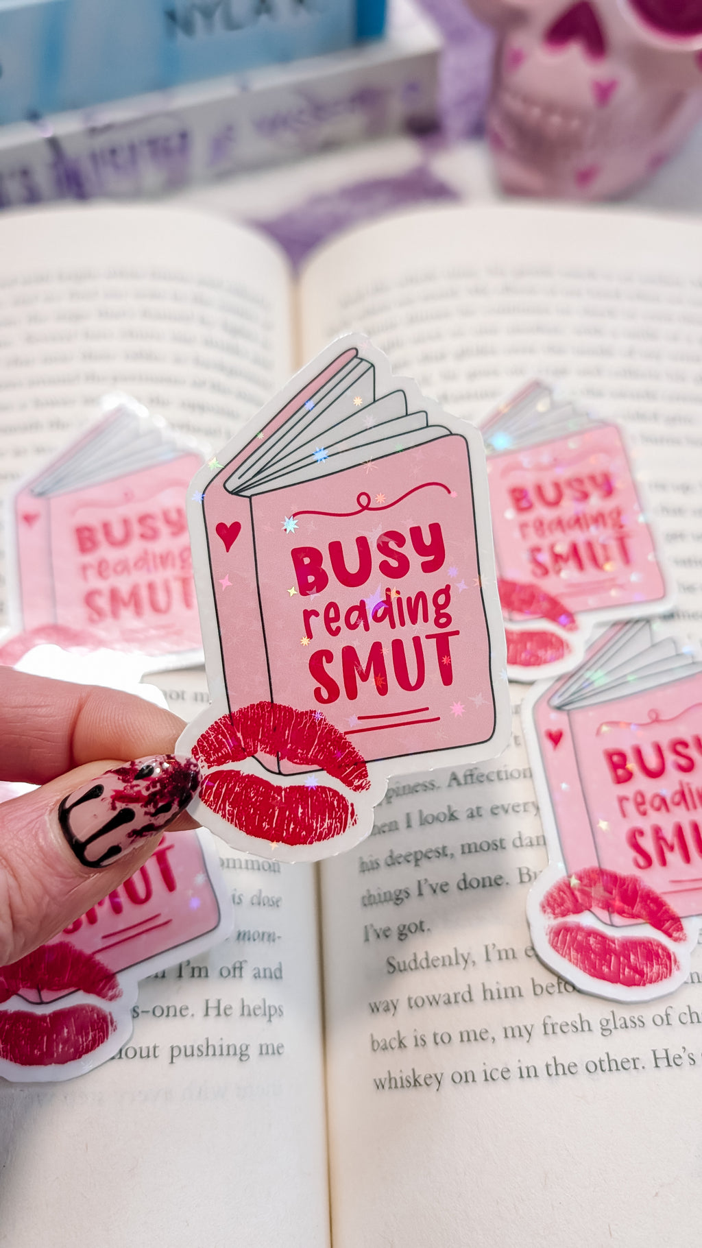 Busy reading smut sticker (holographic)