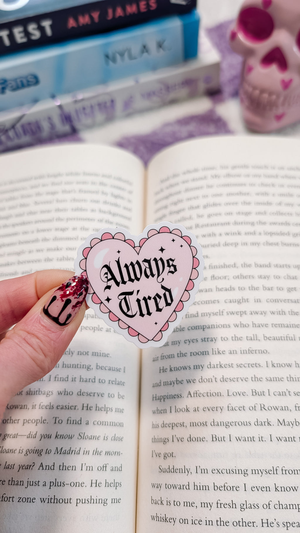 Always Tired Coquette Heart Vinyl Sticker