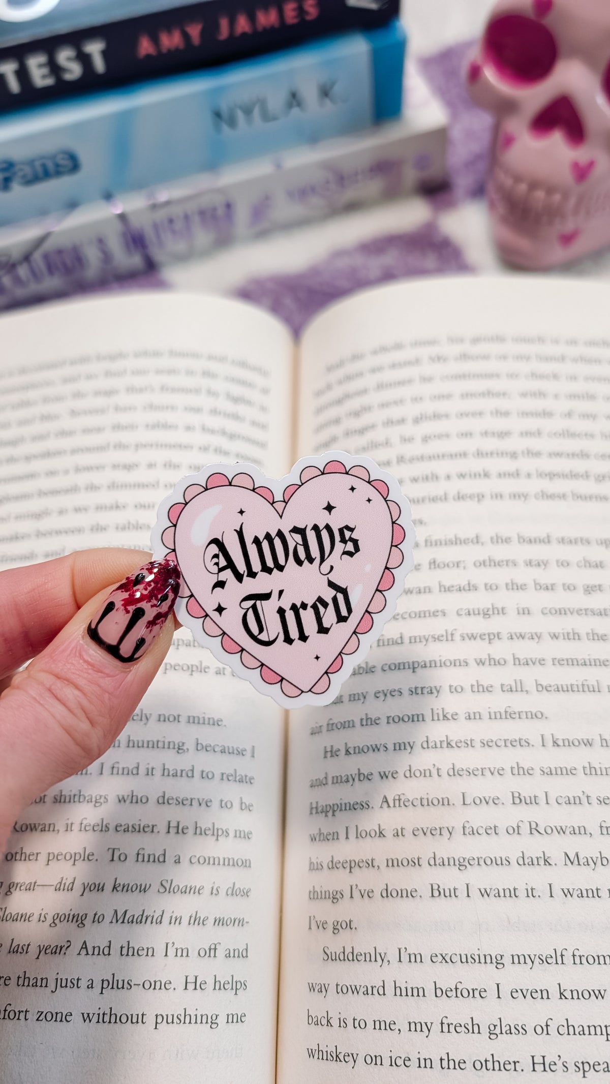 Always Tired Coquette Heart Vinyl Sticker