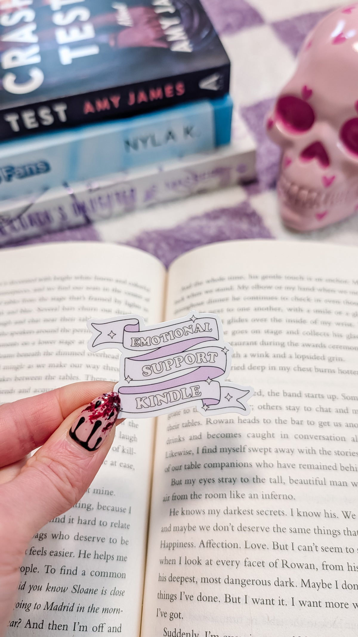 Emotional Support Kindle Purple Vinyl Sticker