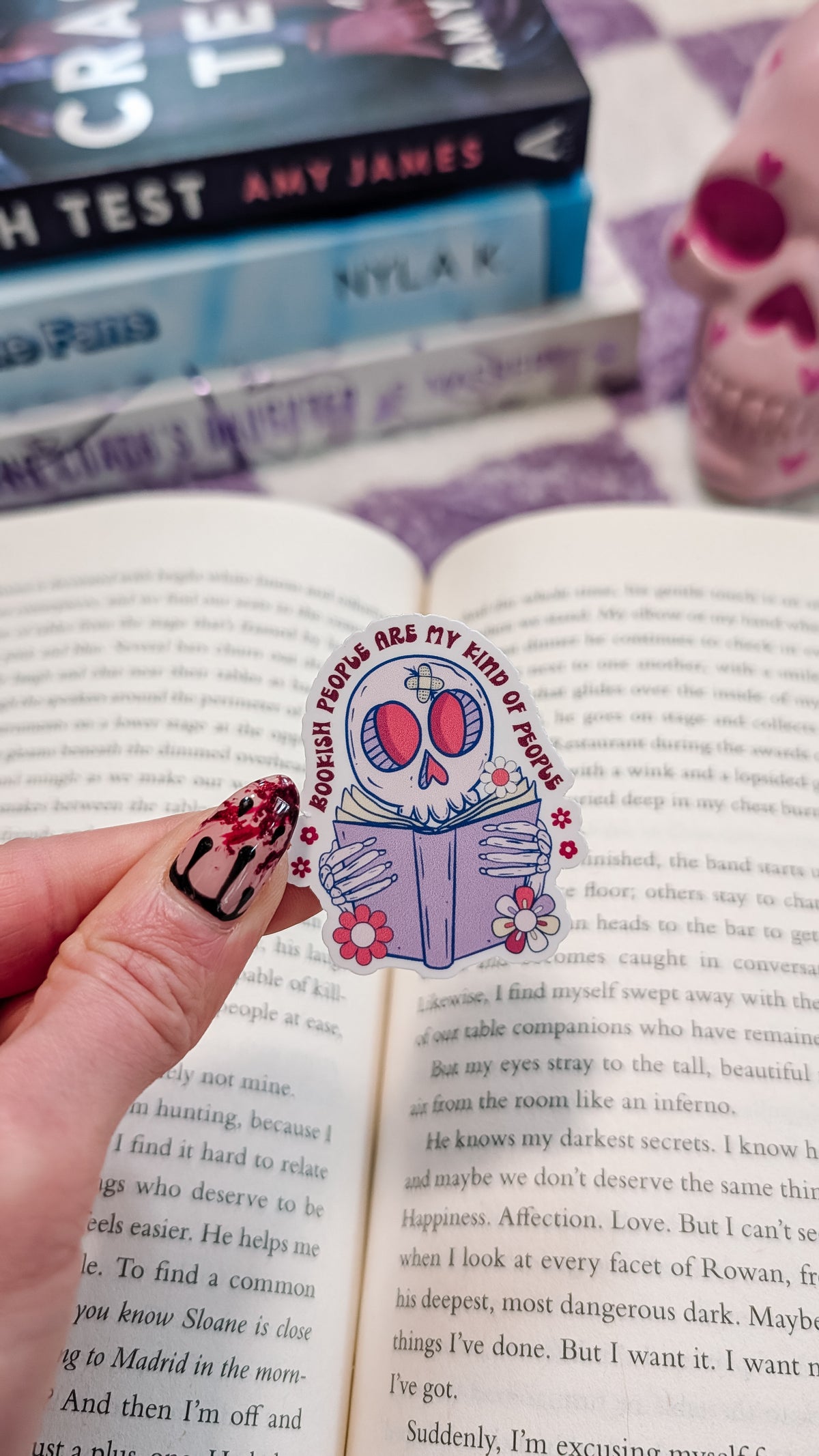 Skeleton Reading Bookish People Vinyl Sticker