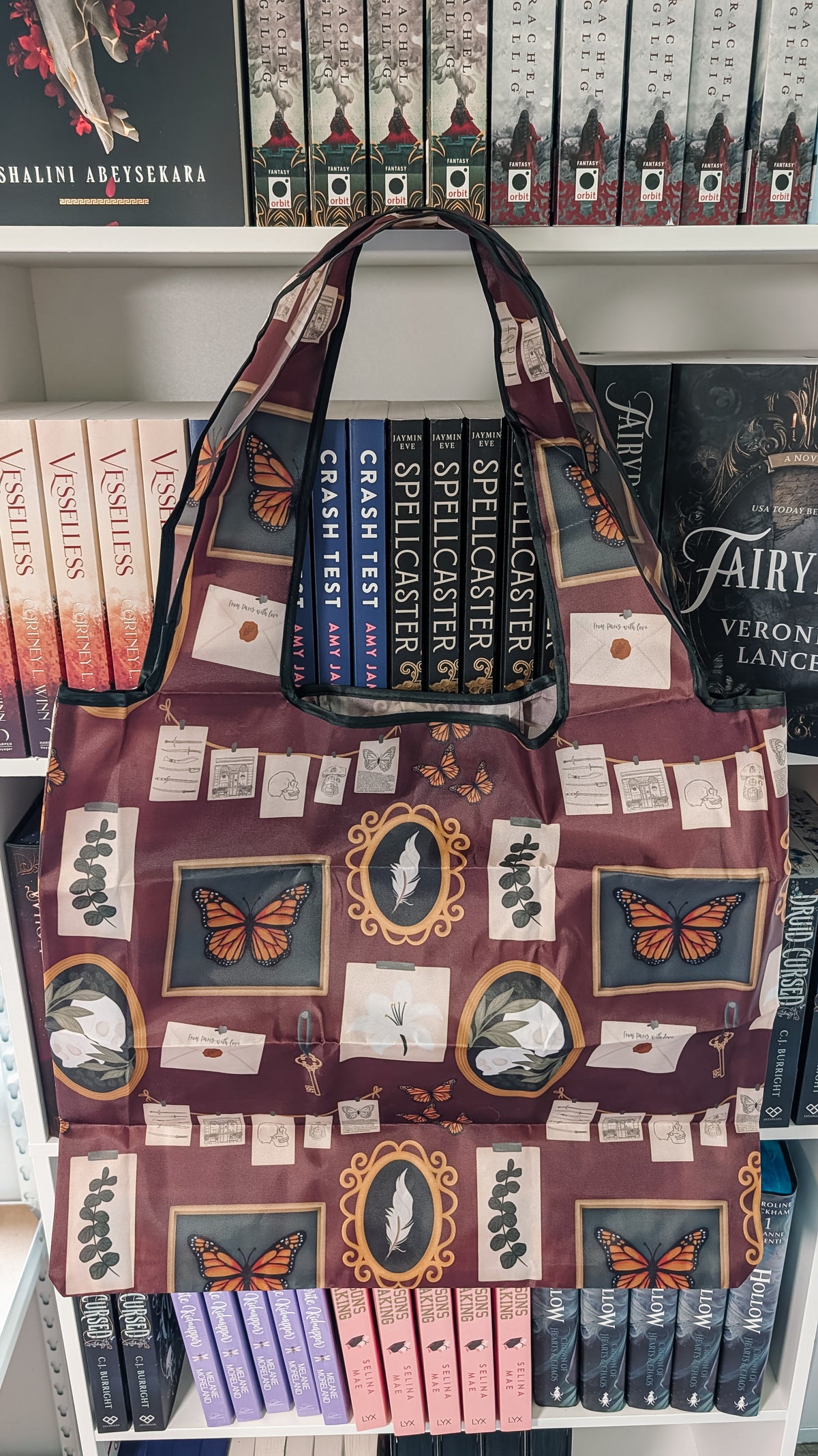 Dark Academia | Reusable Bookish Foldable Grocery Tote Bag