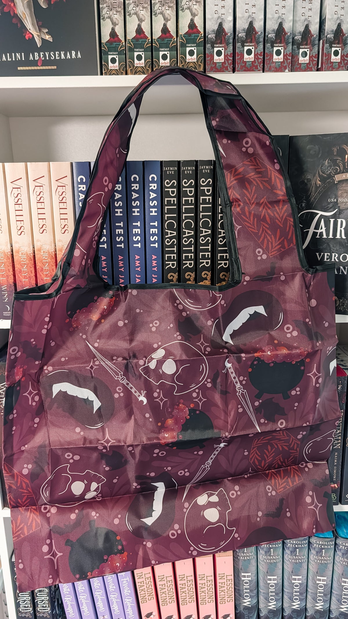 Maroon Magic | Reusable Bookish Foldable Grocery Tote Bag