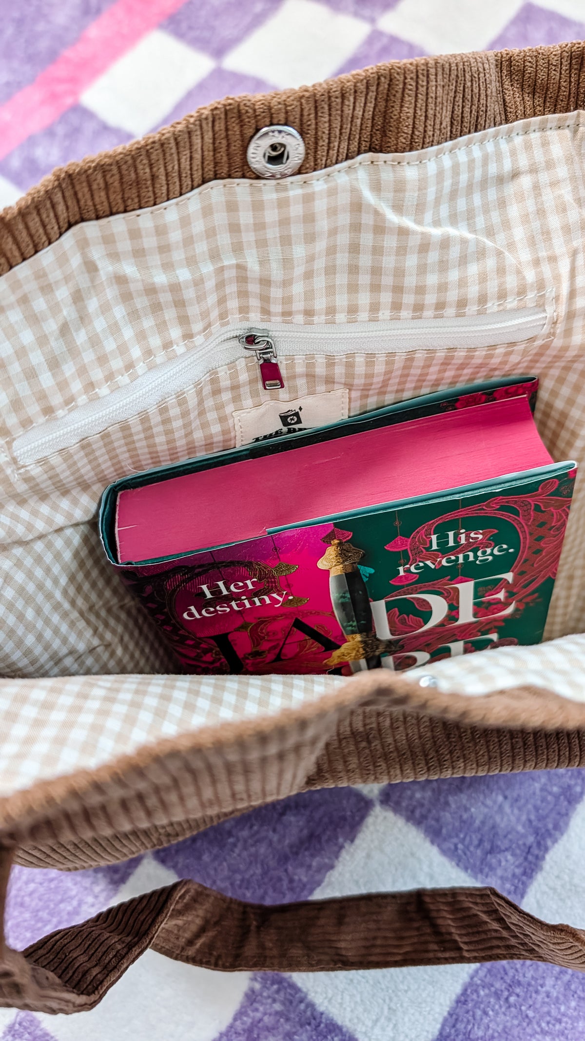It's A Good Day To Read A Book Embroidered Corduroy Tote Bag
