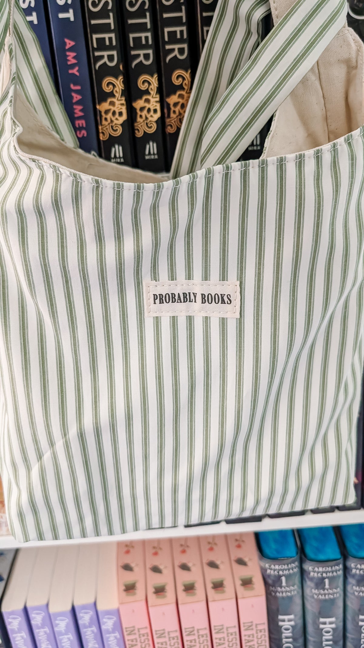 Probably Books Striped Cotton Tote Bag