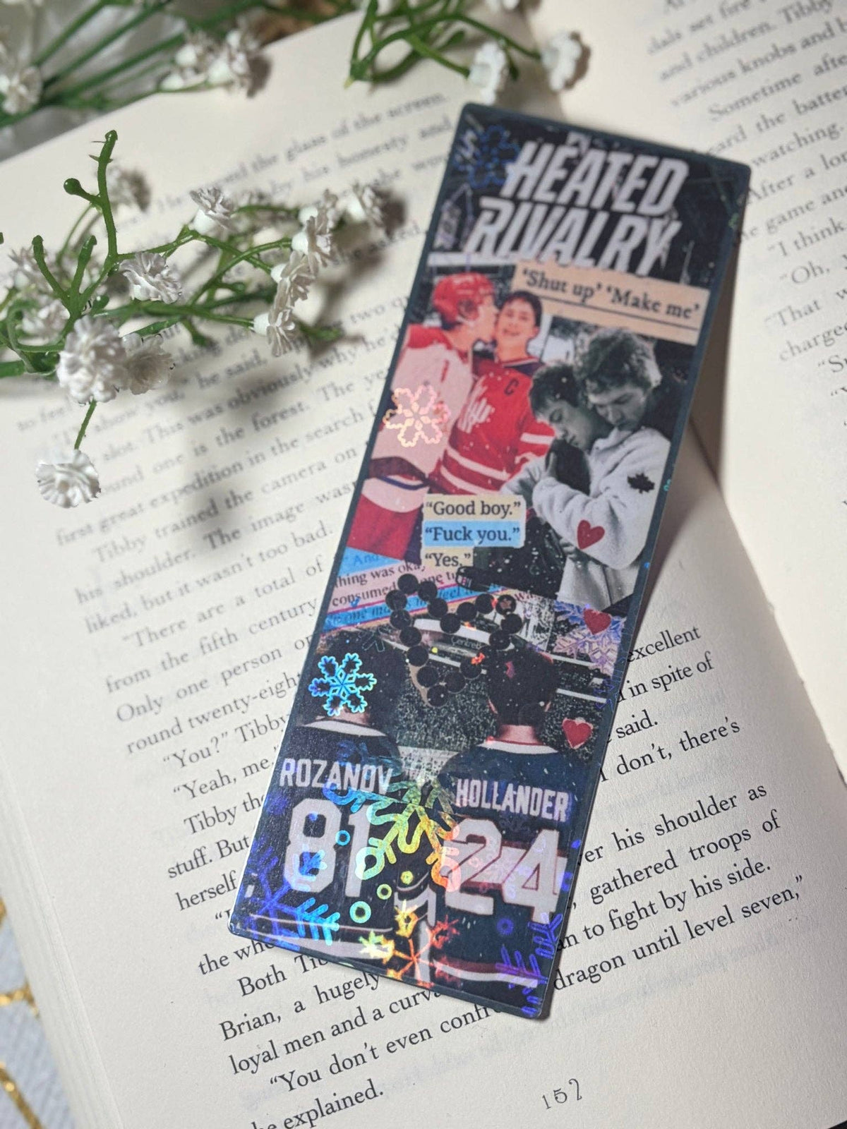 Heated Rivalry Hockey Romance Inspired Collage Bookmark