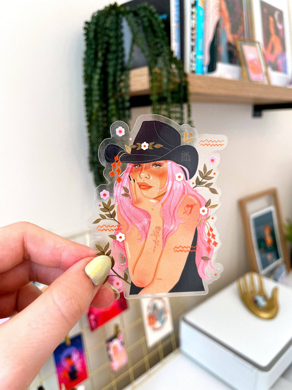 Cutie Cowgirl Clear Back Sticker