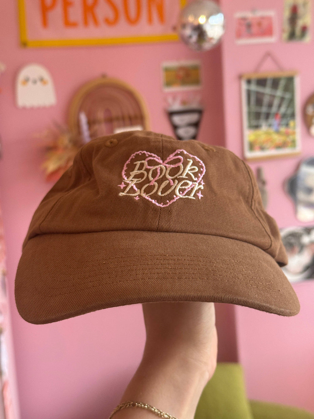 Pink & White Book Lover Baseball Hat