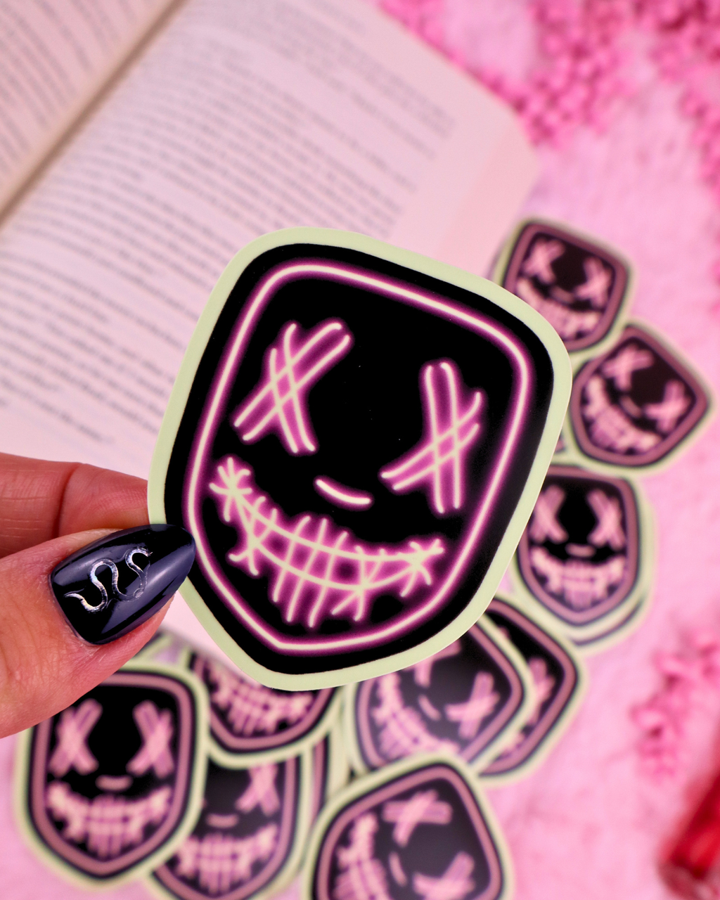 Glow In The Dark Neon Masked Man Waterproof Vinyl Sticker