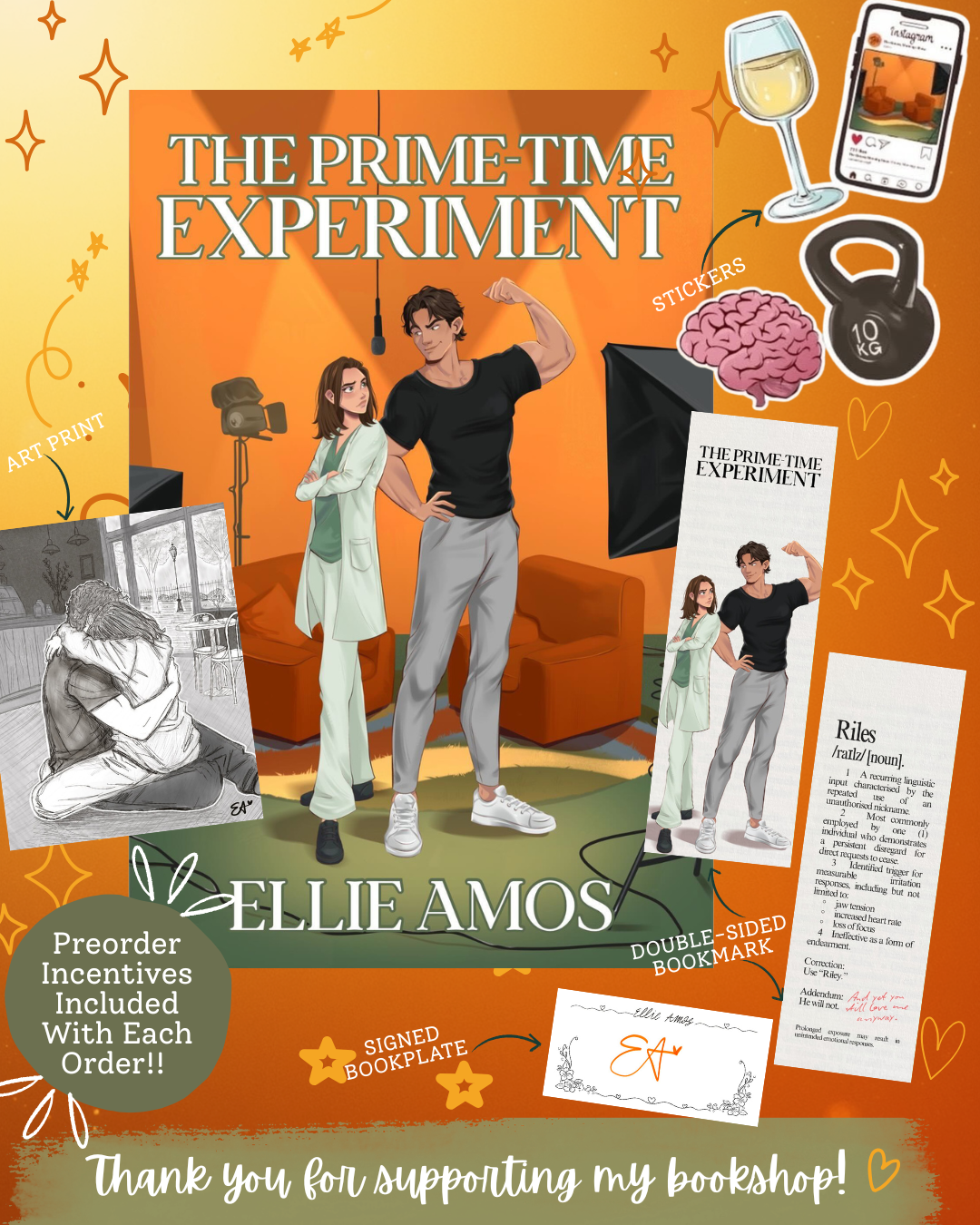 The Prime-Time Experiment by Ellie Amos (Paperback) + Swag